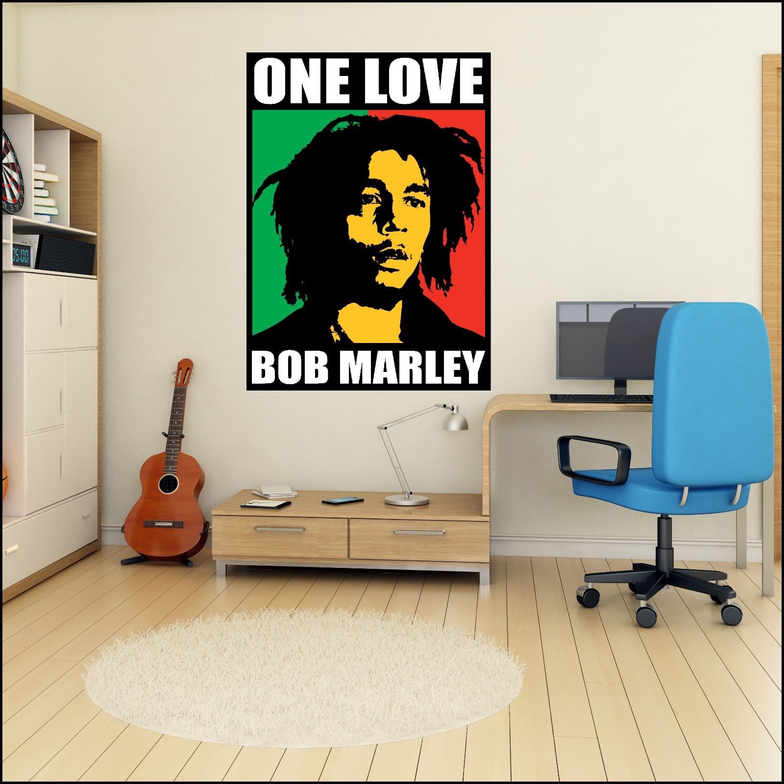 Large Bob Marley One Love Colour Photo vinyl wall sticker 7 sizes A4 XXL 1.7m
